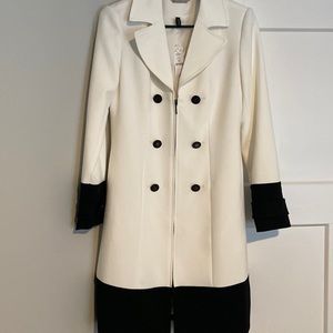 Beautiful, new with tags black and off white zip up jacket with button accent XS